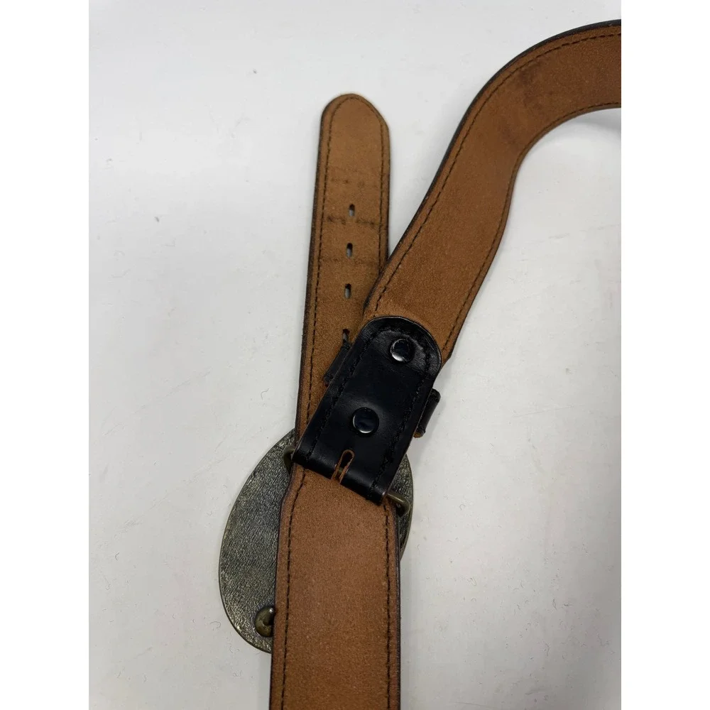 Sears Leather Belt Mens 38-40 Black Good Liberty Bell Bicentennial 1776-1976